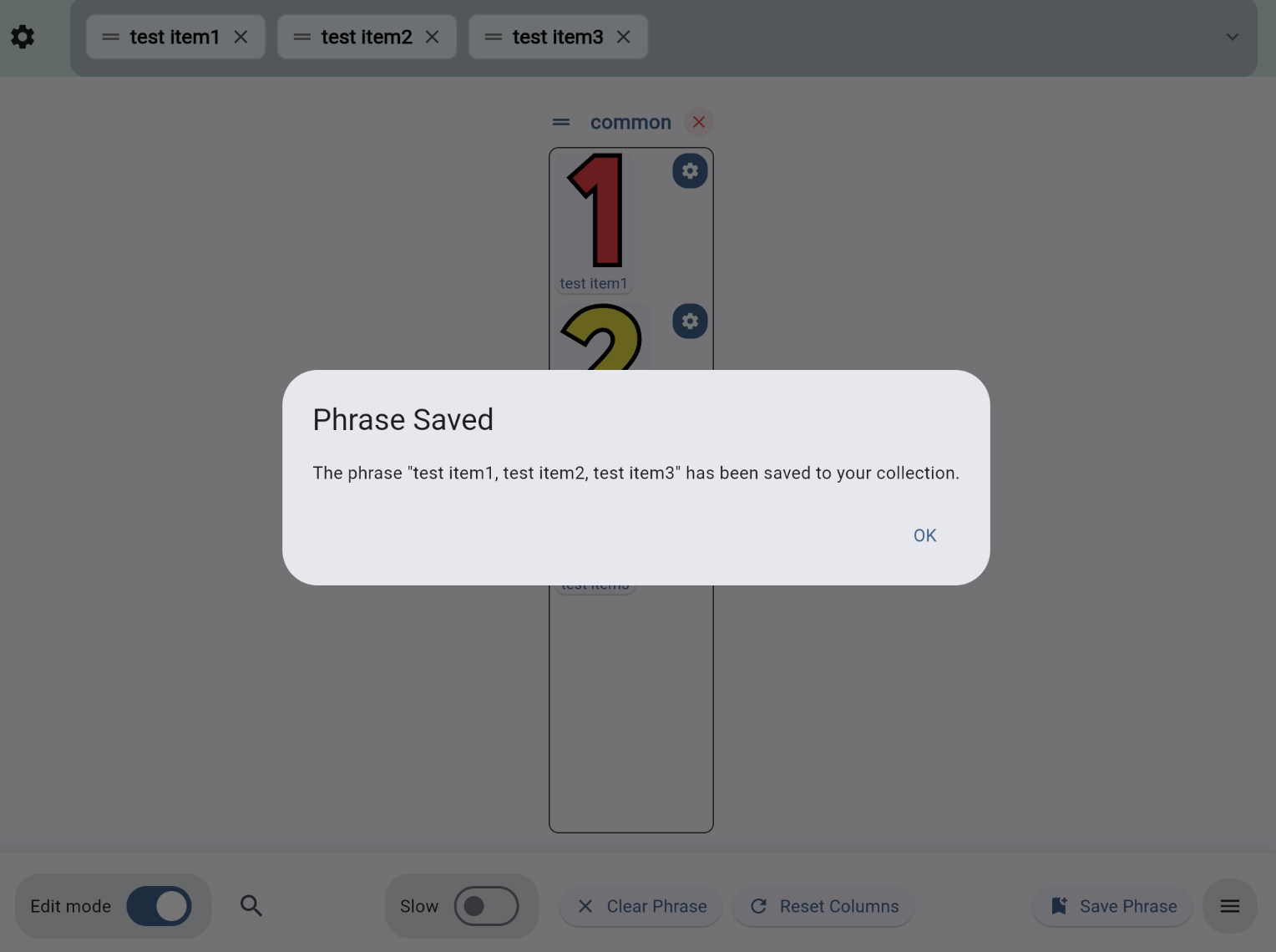 Confirm Saved Phrase